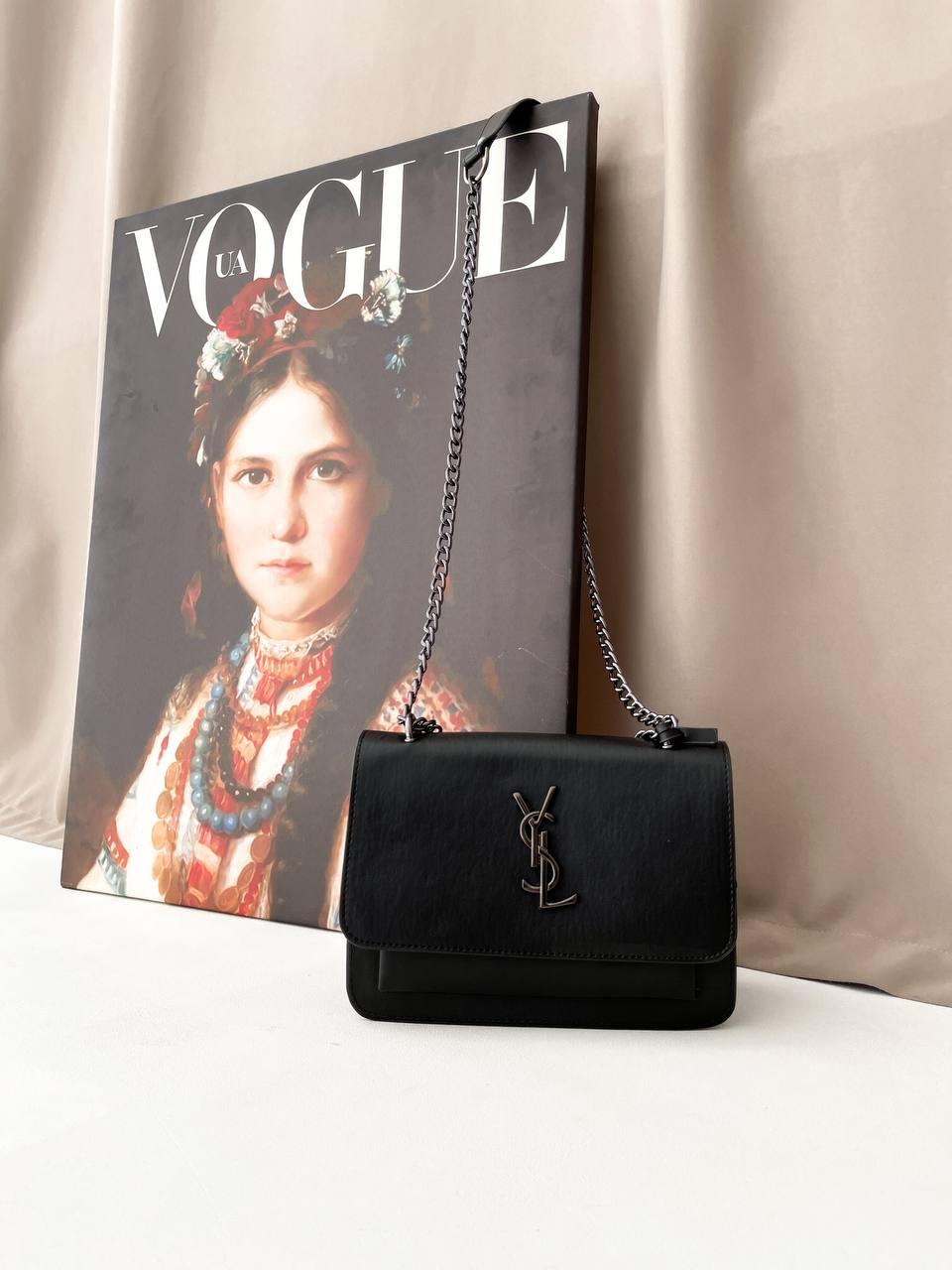 Жіноча сумка-клатч Yves Saint Laurent Classic BB (чорна) torba0129 маленька сумочка з емблемою YSL top, фото 1