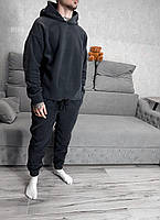 Мужской спортивный теплый костюм штаны и худи (черный) HS64 молодежный спортивный комплект из флиса для парней