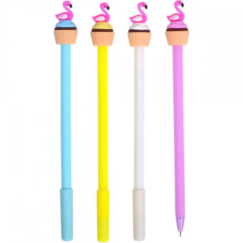 Ручка гелева дитяча Тістечко Фламінго 0,5мм синя, фото 1