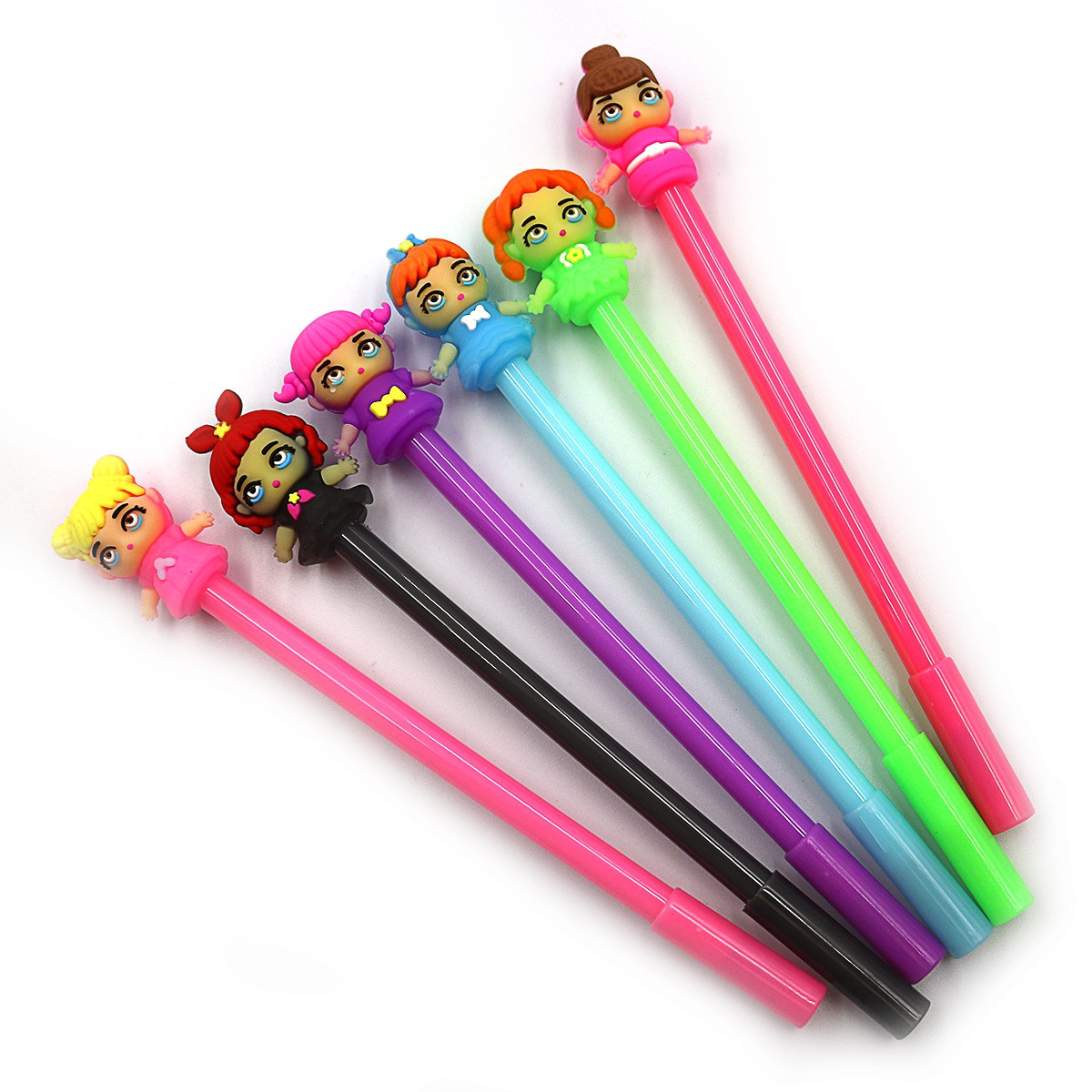 Ручка дитяча гелева з іграшкою Дівчинка синя, фото 1