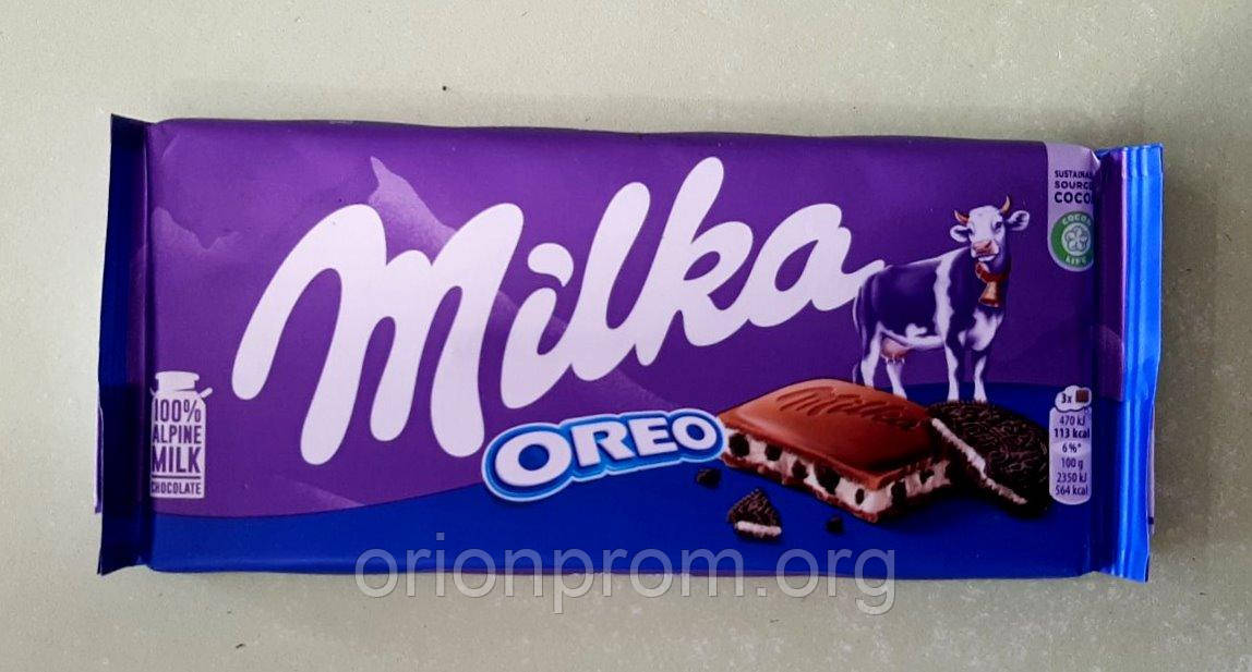 Шоколад Milka з печивом Oreo молочний 100 г, фото 1