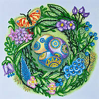 Набор-миди для вышивки бисером на натуральном художественном холсте Абрис Арт Пасхальный веночек AMB-076