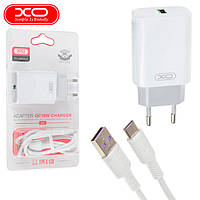 Зарядное устройство XO 1хUSB QC3.0 + кабель USB - Type-C L85D White