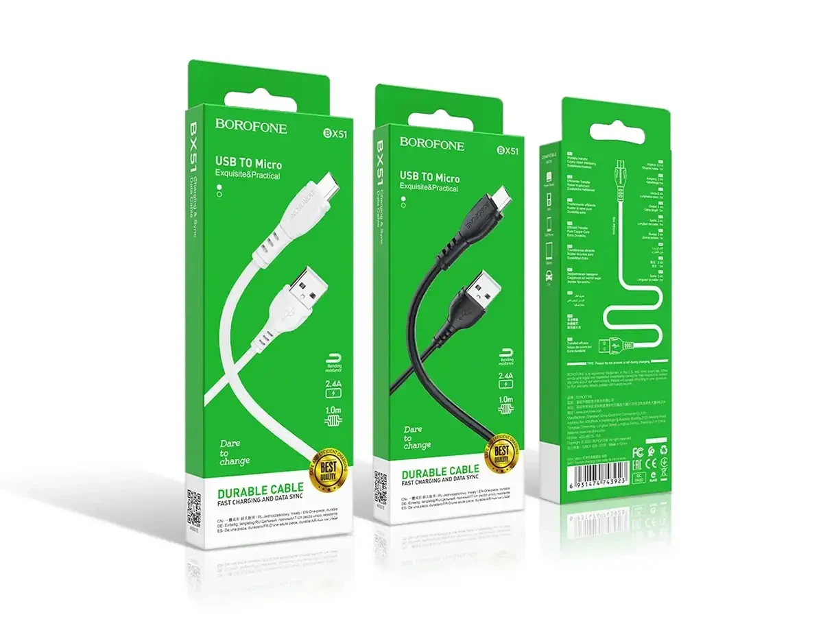 Кабель USB - micro USB Borofone BX51 Triumph 360шт 7301, фото 1