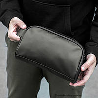 Чоловіча дорожня косметичка-органайзер ERNIE Black MAT з екошкіри несесер для подорожей