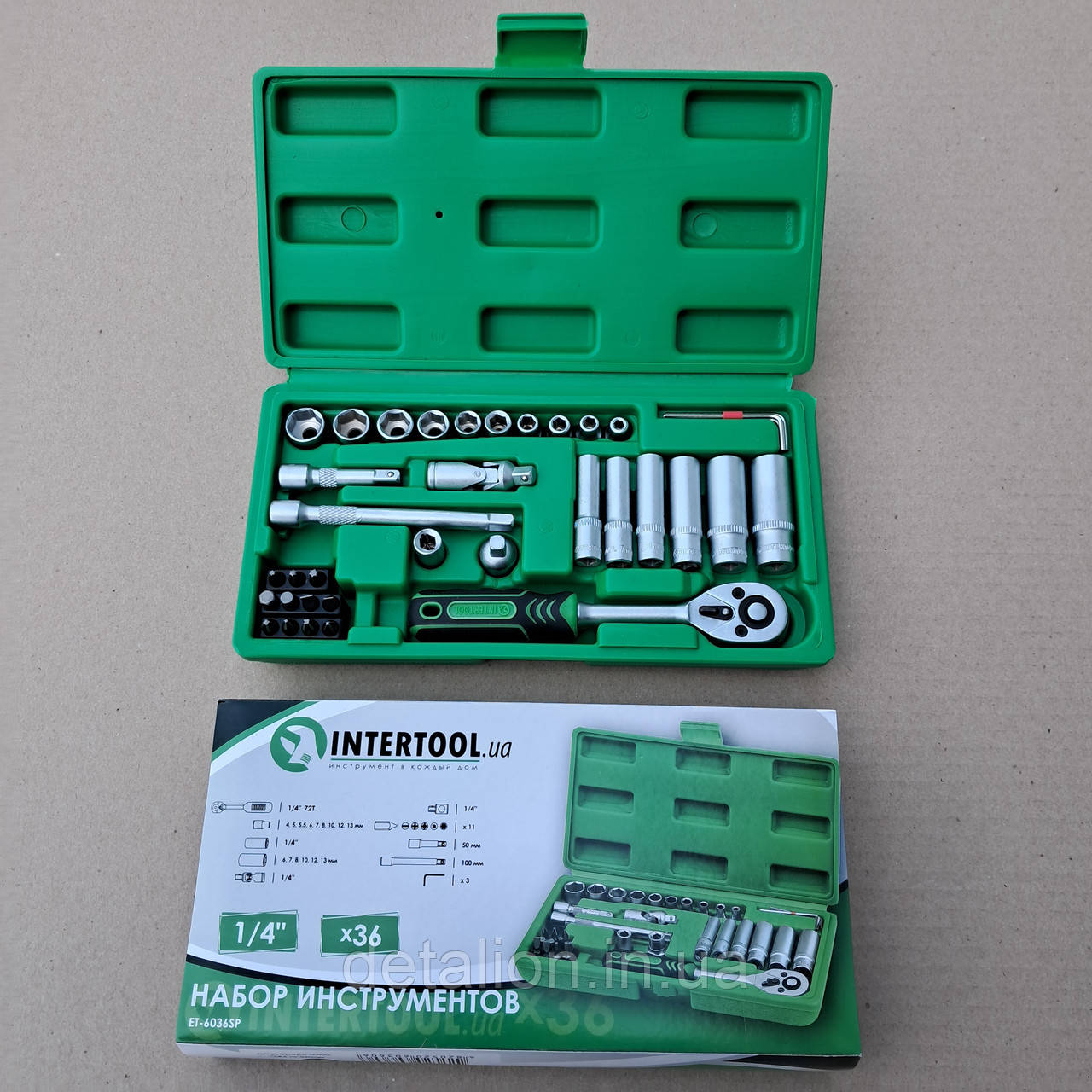 Набір інструментів 36 шт, 1/4" INTERTOOL ET-6036SP