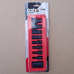 Набір насадок викруткових ударних YATO: HEX M6-M19 із 6-гран. шпинделем — 1/2". 9 ед. YT-10662