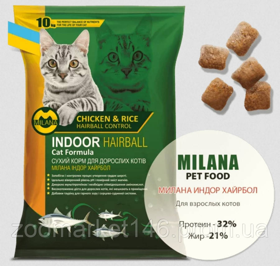 Nutra five stars Milana Indoor Hairball (Нутра 5 зірок Мілана Індор Хайрбол), сухий корм для котів, 10 кг