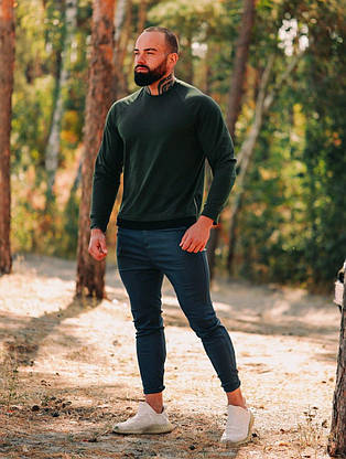 Чоловіча кофта світшот колір хакі на хлопця весна-осінь, якісні чоловічі світшоти легкі модні, фото 4