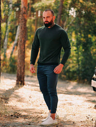 Чоловіча кофта світшот колір хакі на хлопця весна-осінь, якісні чоловічі світшоти легкі модні, фото 5