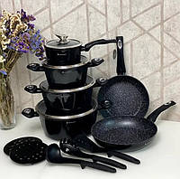 Набір посуду Edenberg ЗРОБИМО В ГЕРМАНІЇ з мармуровим покриттям із 15 предметів