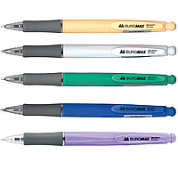 Ручка шариковая автоматическая Buromax SOLID BM.8201, 0,7 мм, пласт. корпус, резиновый грип, чернила синие