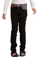 Демисезонные детские джинсы для девочки с яркими вставками Desigual Испания 37D3084 Черный .Хит!