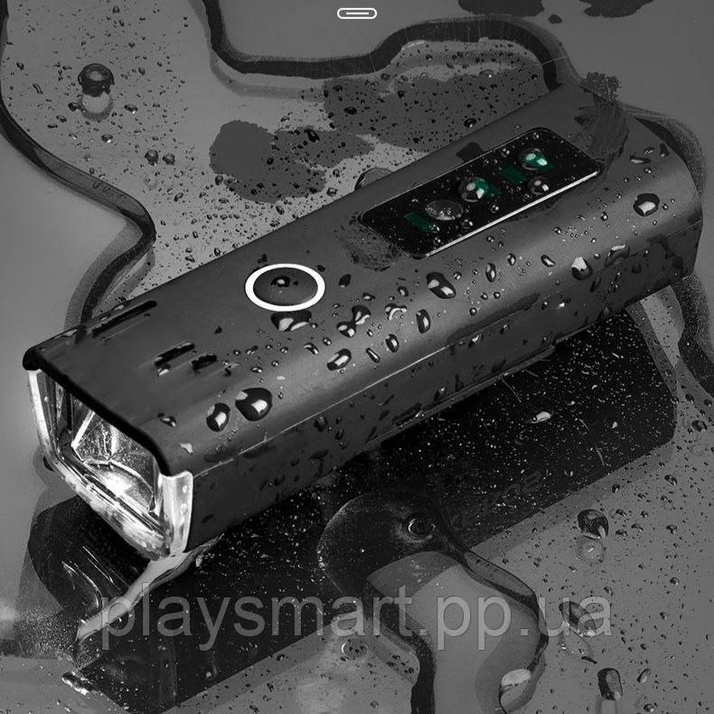 Велофара акумуляторна USB Діод ХРЕ Вологозахист + Датчик світла Велоліхтар ліхтар фара велосипедний