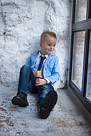 Трикотажный детский нарядный пиджак для мальчика MANAI Италия BF009KBГолубой .Хит!