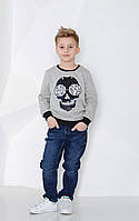 Утепленные детские джинсы для мальчика на флисе A-yugi Турция 2694 Темно-синий .Хит!