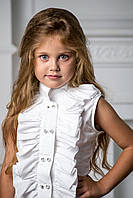 Нарядная школьная рубашка для девочки BAEL Украина ПИОН Белый ӏ Школьная форма для девочек 146.Топ! .Хит!