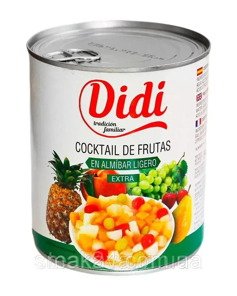 Фруктовый коктейль в легком сиропе БЕЗ ГЛЮТЕНА DiDi Cocktail de Frutas 840г Испания - фото 2 - id-p1814978701