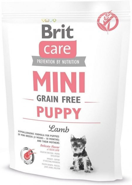 Беззерновий корм для цуценят малих порід з ягням Brit Care GF Mini Puppy Lamb 400 г, фото 1