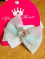 Детская заколка с мышкой в кристаллах для волос для девочки Принцесс хаус Украина SV-18 Голубой .Хит!