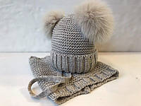 Теплый комплект шапка + шарф для девочки BARBARAS Польша RV334\YL Бежевый 52-54см ӏ Одежда для девочек .Хит!