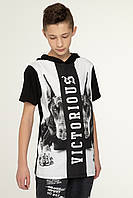 Модная футболка для подростков мальчиков с принтом Young Reporter Польша 201-0449B-47-200-1-D Черный 176 .Хит!