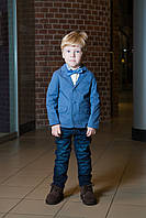 Детский нарядный пиджак для мальчика с карманами BOBOLI Испания 731382 Голубой .Хит!