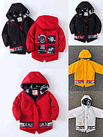 Стильная непромокаемая демисезонная детская куртка для мальчика на флисе КОСМОС Красный 122, .Хит!