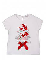 Стильная детская футболка для девочки с рисунком Artigli Италия A06189 Белый .Хит!