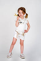 Модные детские шорты для девочки с поясом Byblos Италия BJ1723 Белый .Хит!