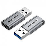 Адаптер Vention USB 3.0 AM - USB Type-C AF Gray (CDPH0), фото 2