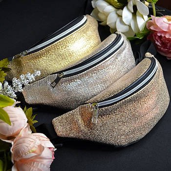 Сумка на пояс бананка яскрава блискуча 11*31 см на блискавці чудової якості Luna