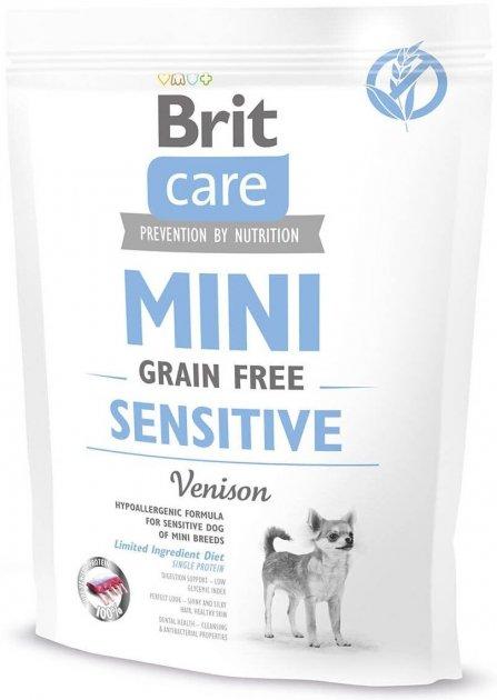 Сухий корм для собак малих порід з чутливим травленням з олениною Brit Care GF Mini Sensitive 400 г, фото 1
