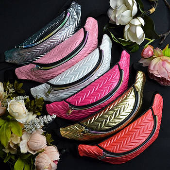 Сумка на пояс бананка яскрава Коса 11*31 см на блискавці чудової якості Luna