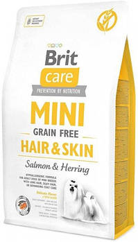 Сухий корм для собак малих порід з чутливою шкірою та шерстю з лососем Brit Care Mini GF Hair & Skin 2 кг