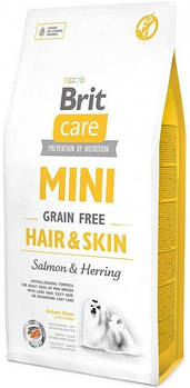 Сухий корм для собак малих порід з чутливою шкірою та шерстю з лососем Brit Care Mini GF Hair & Skin 7 кг