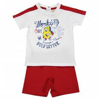 Яркий детский комплект для мальчика футболка+шорты BRUMS Италия 141BDEM001 Красный 74 .Хит!
