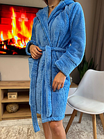 Жіночий махровий халат із поясом Україна Халат 5 Синій.Топ! M, Блакитний Хіт!