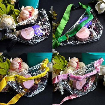 Сумка на пояс силіконова бананка прозора 27*13 см на блискавці відмінної якості Luna