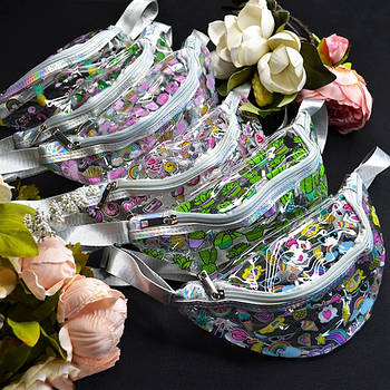 Сумка на пояс бананка яскрава прозора принт 20*15 см на блискавці чудової якості Luna