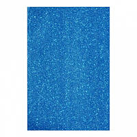 Фоамиран ЭВА ярко-синий с глитером с клеевым слоем