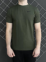 Мужская футболка Nike хаки летняя хлопковая , Спортивная футболка Найк цвета хаки стрейч-коттон ЛЮКС качества