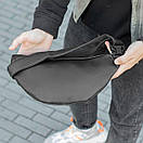 Стильна містка поясна сумка-бананка Damask із якісної чорної екошкіри flotar для молоді Унісекс, фото 7