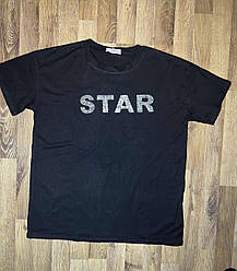 Футболка жіноча зі стразами та написом Star, стрейч коттон Китай розмір батал 54-56