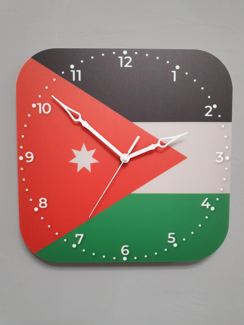 Настінний годинник прапор Йорданії, подарунок йорданцю, йорданський декор