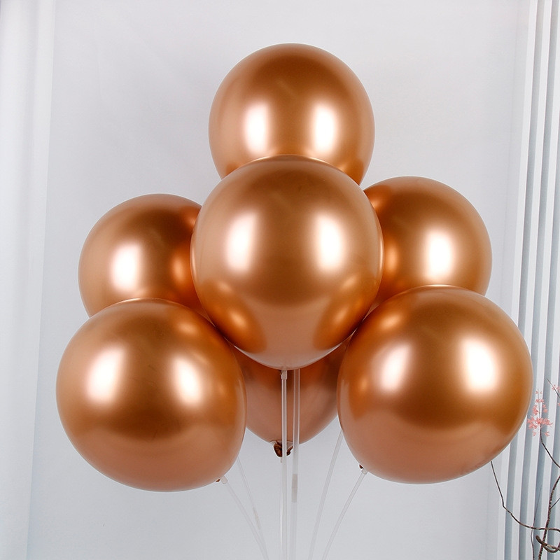 Повітряні кулі хромовані Колір Бронза rose gold розмір 10 дюймів паковання 50 штук, фото 1