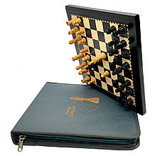 Шахова дерев'яна дошка з фігурами на магнітах у футлярі на блискавці від італійського бренду Italfama