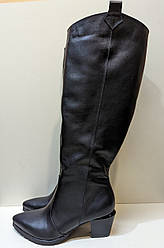 STTOPA демі. Висота 42 см. Розміри 36-43. Чоботи великих розмірів шкіряні. Каблук 7 см. 251-3643-7 Чорні