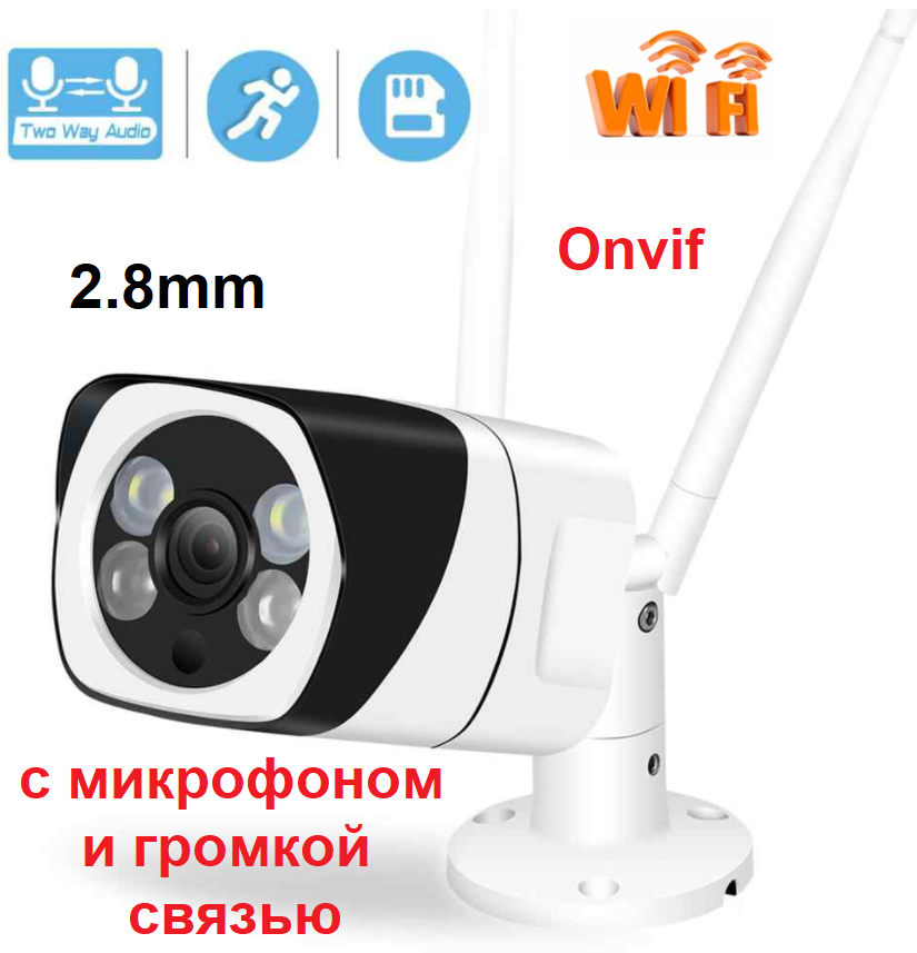 IP камера BESDER Wi-Fi 2MP 2,8мм МІКРОФОН, ДИНАМІК, microSD, MODEL: 60S04PW-XMT201