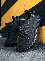 Кроссовки мужские Adidas Yeezy Boost 350 Black Обувь Адидас Изи Буст черные легкие на лето рефлектив